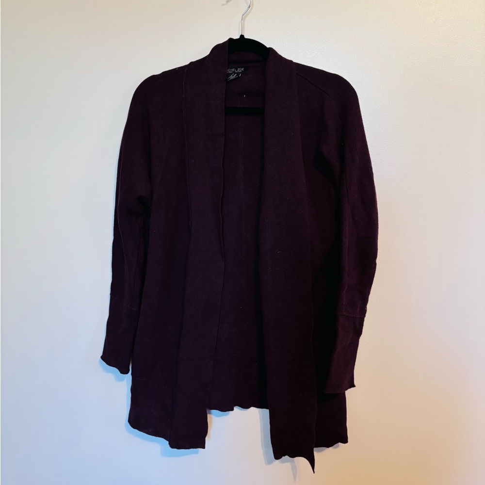 Rachel Zoe purple draped cardigan size medium with long sleeves and sid